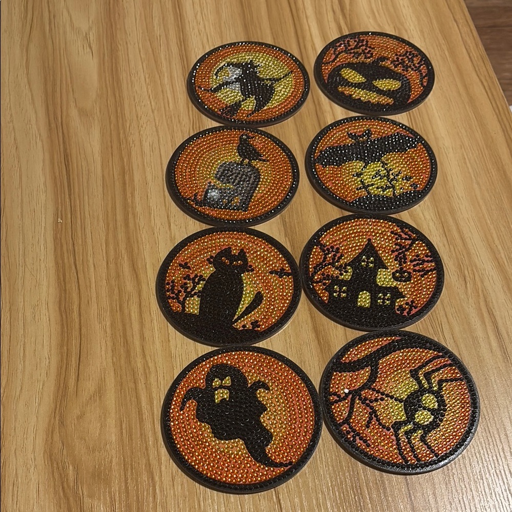 Halloween Themed Diamond Art Coasters Set